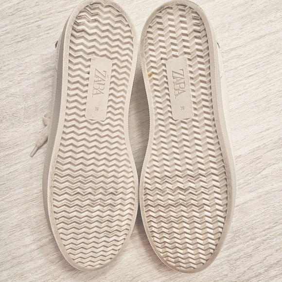 ZARA white leather platform sneakers with genuine cow hair leopard trim - Picture 7 of 7